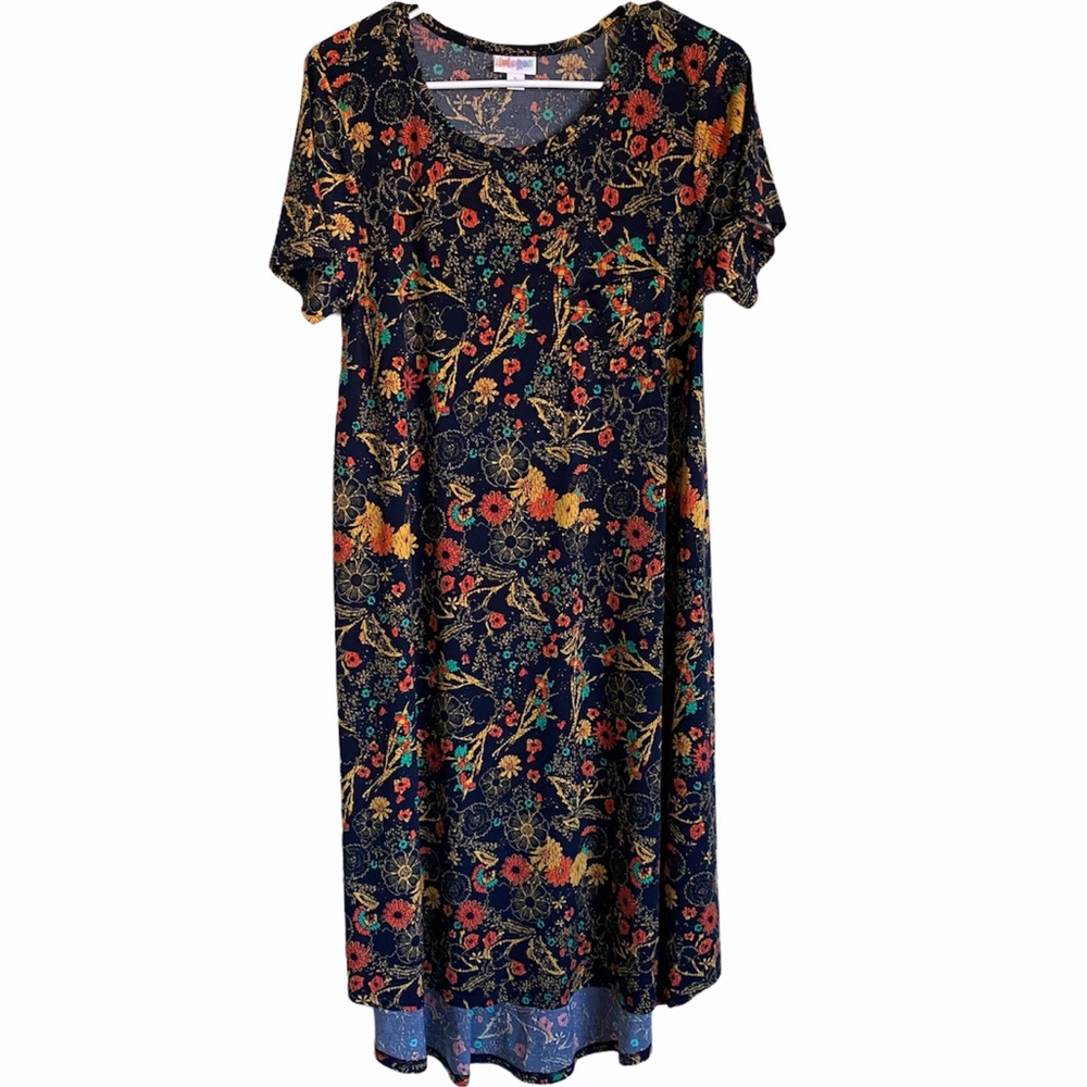 LULAROE | FLORAL PRINT SHORT SLEEVE MIDI DRESS S